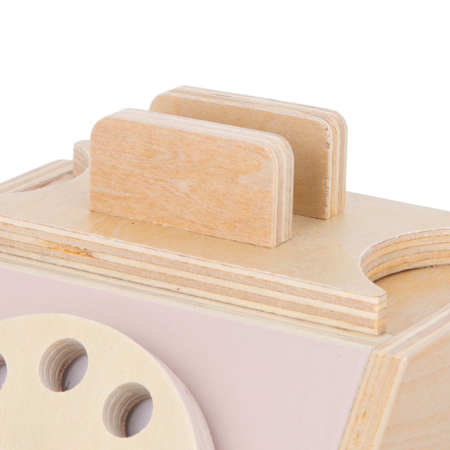 Retro-Holztelefon - pastellrosa