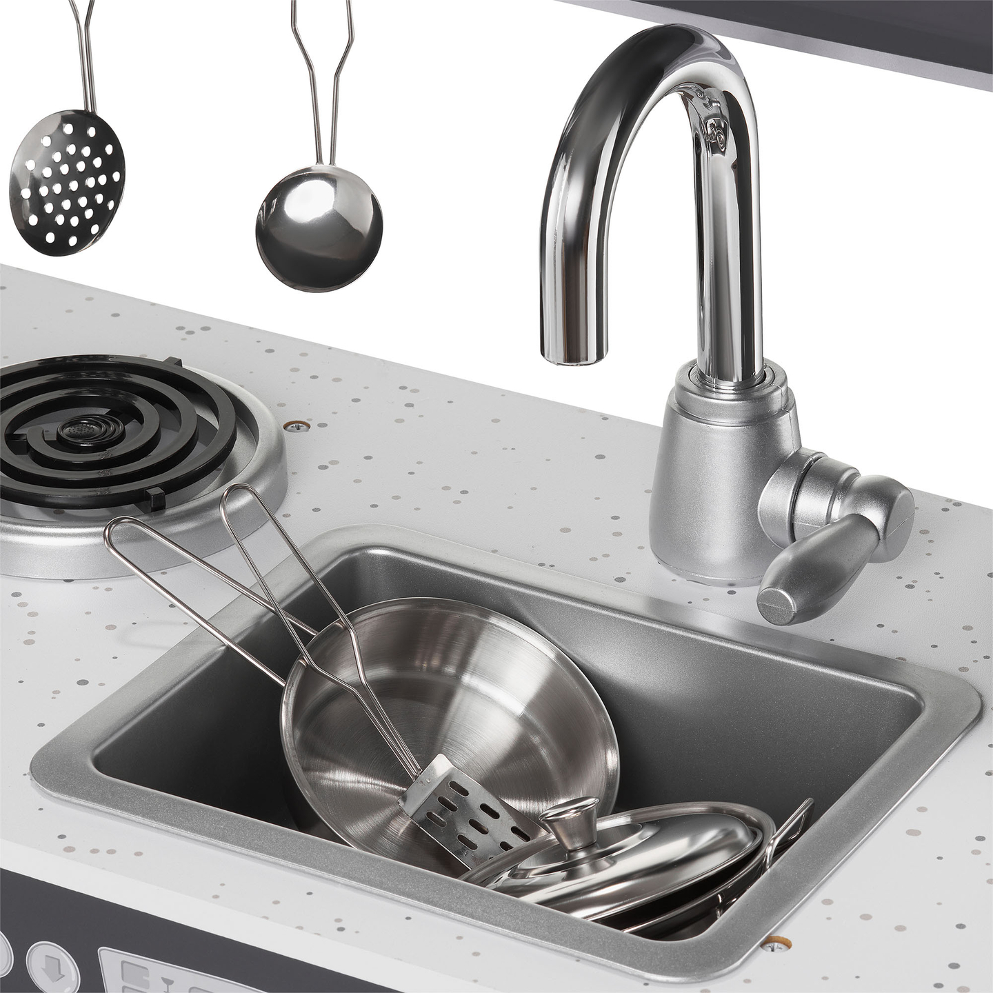 XXL-Holzküche mit LED-Beleuchtung, Schürze und Zubehör