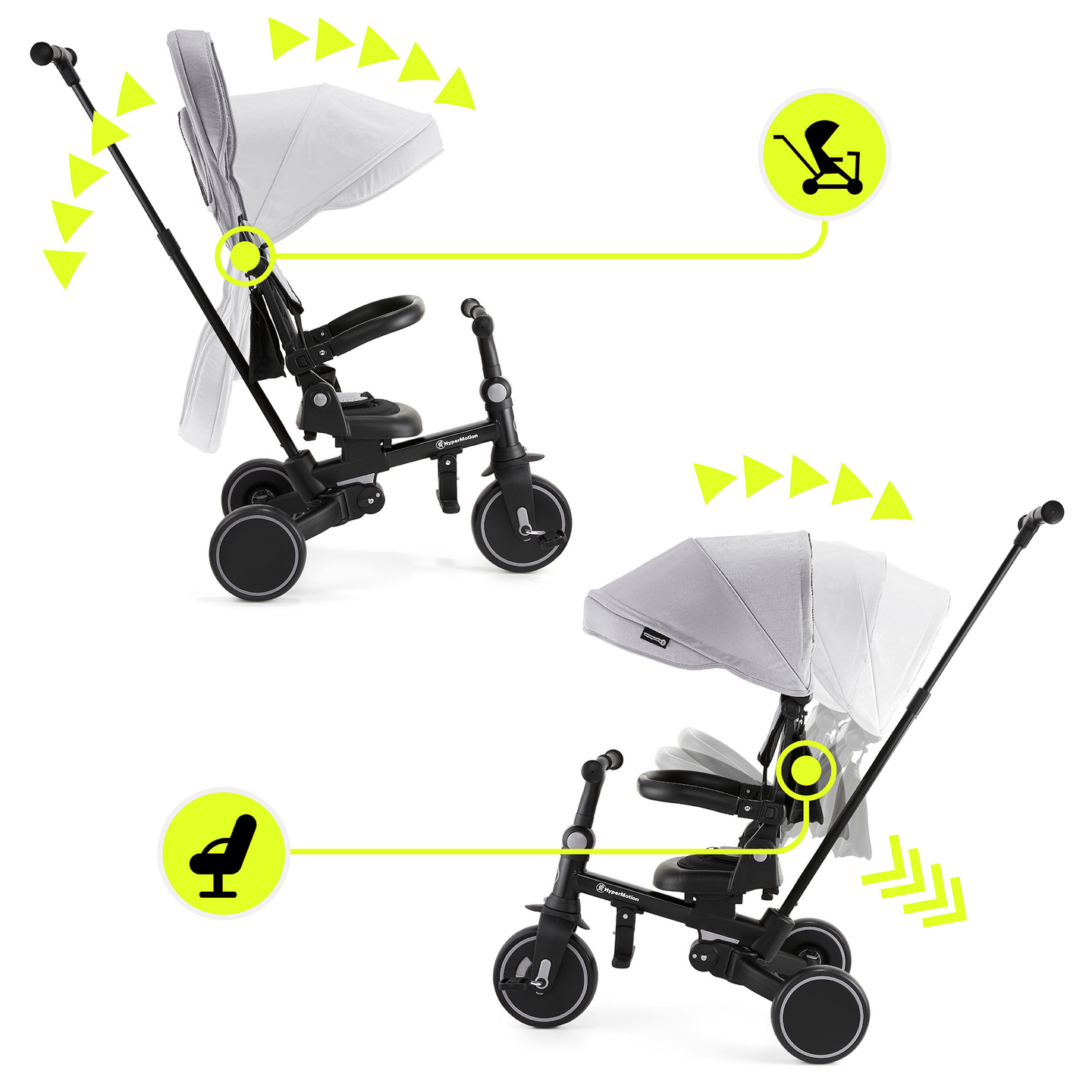 8in1 Multifunktions-Dreirad TOBI FOREST - grau