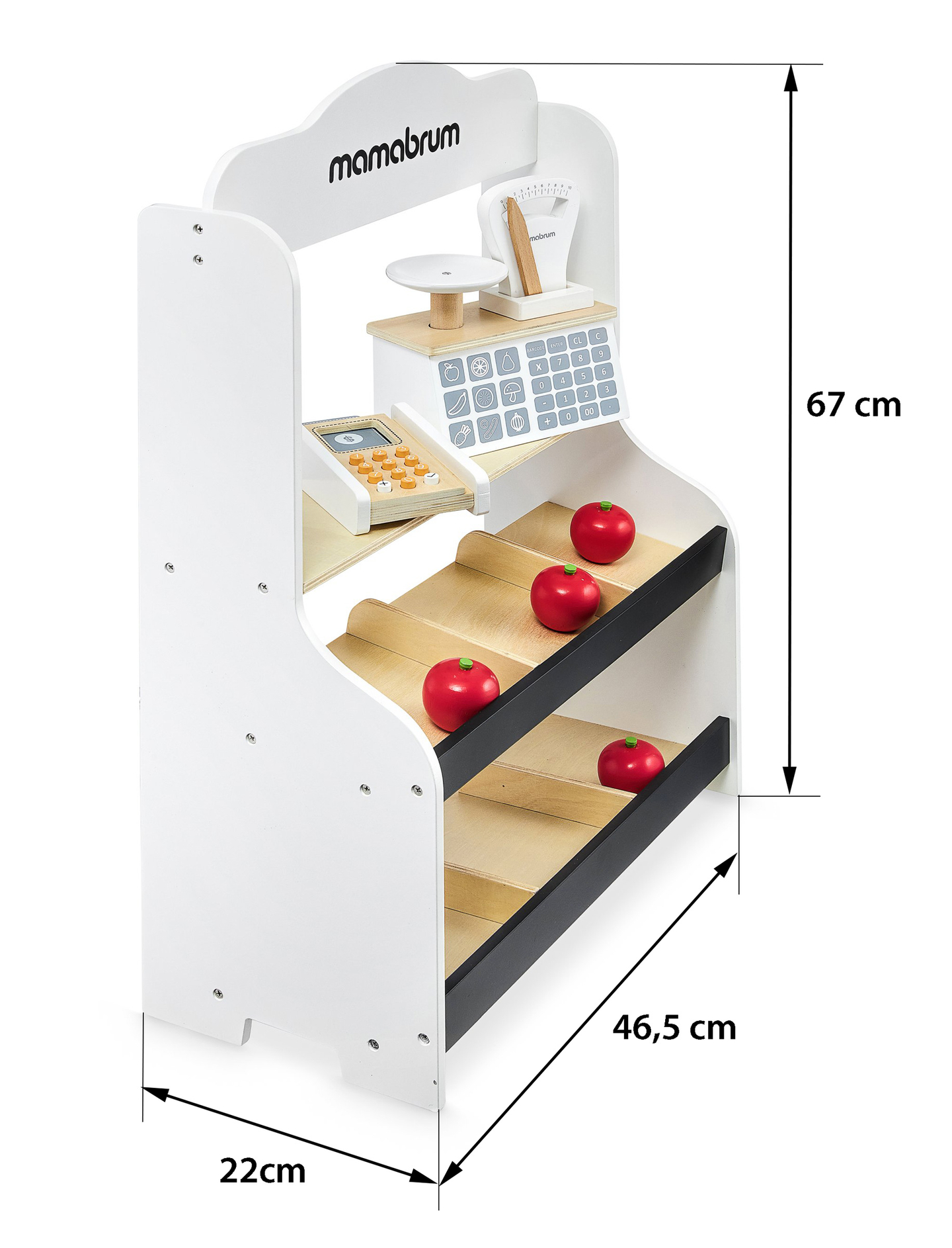 Minimarkt - Laden mit Waage, Terminal, Zahlkarten und Obst
