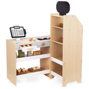 Hölzerner Gemüsemarkt - großer XXL-Stand, Laden mit Spielkasse