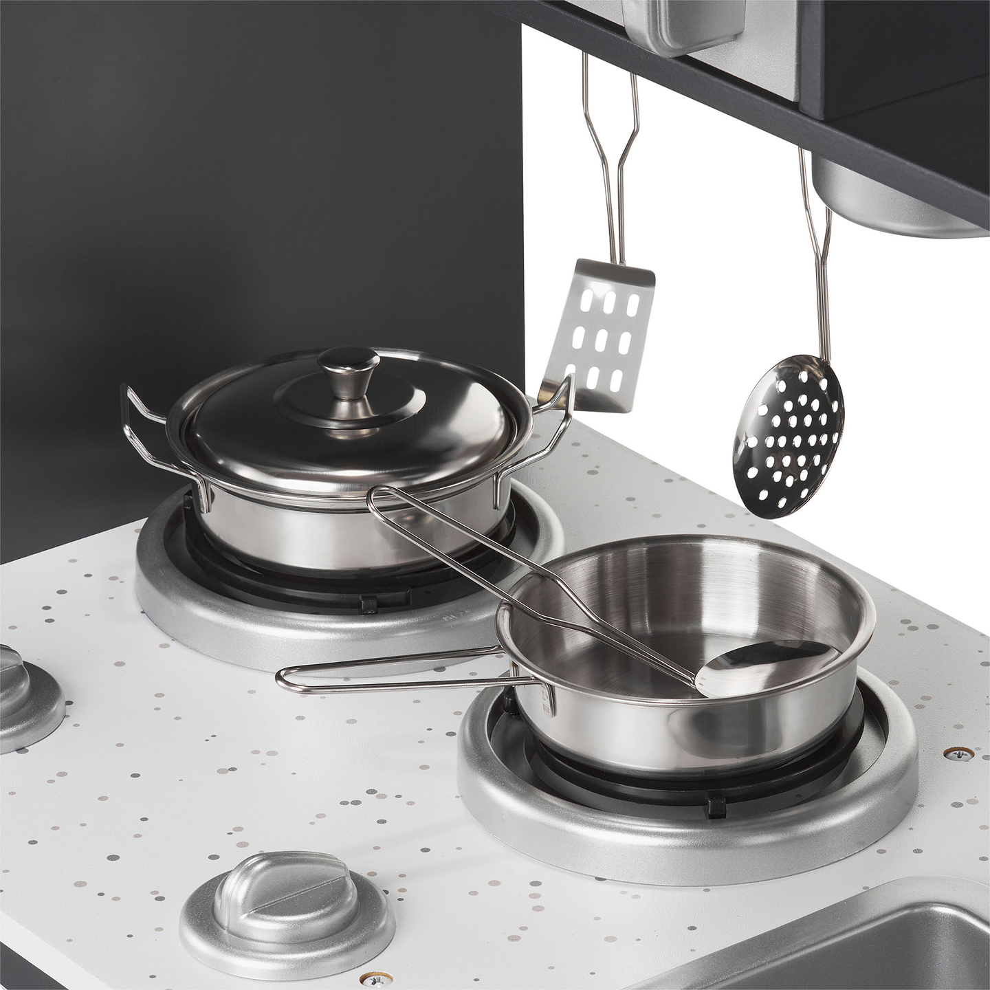 XXL-Holzküche mit LED-Beleuchtung, Schürze und Zubehör