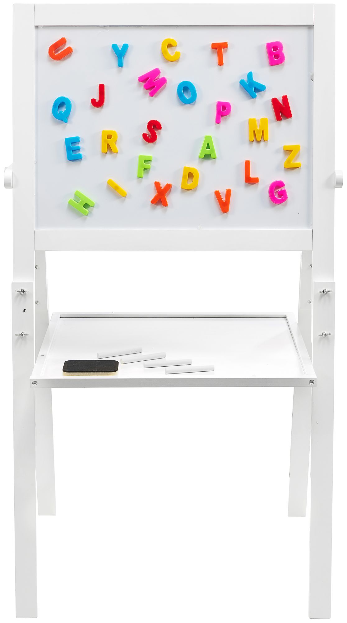 Doppelseitige Lerntafel: Magnet- und Kreidetafel - trocken abwischbar, aus Holz, für Kinder, zusammenlegbar