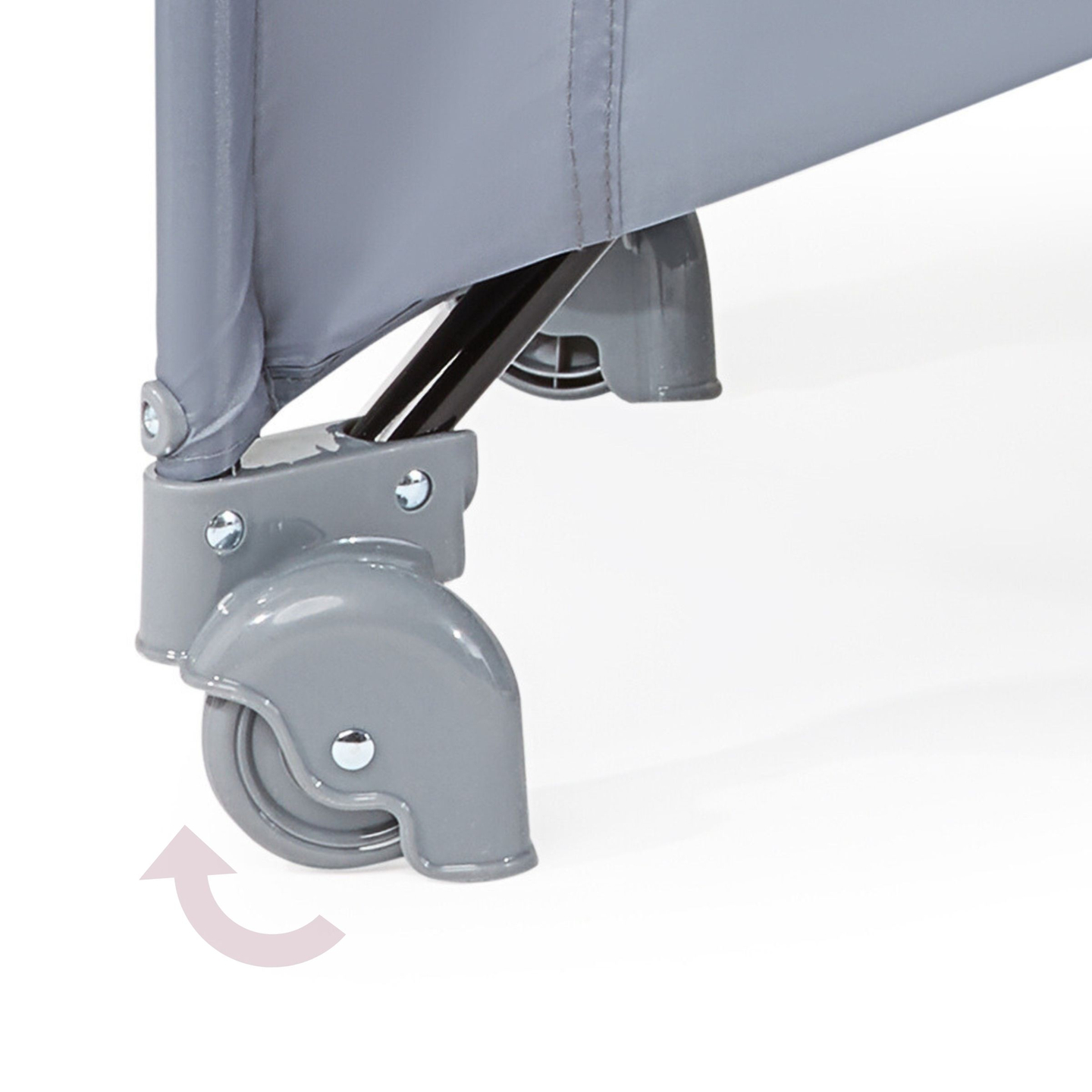 Reisebett/Laufstall 2 Ebenen mit Wickeltisch, Dach und Happy Traveler BASIC PLUS Matratze – grau