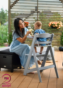 Holz-Hochstuhl Moby-System WOODY - grau