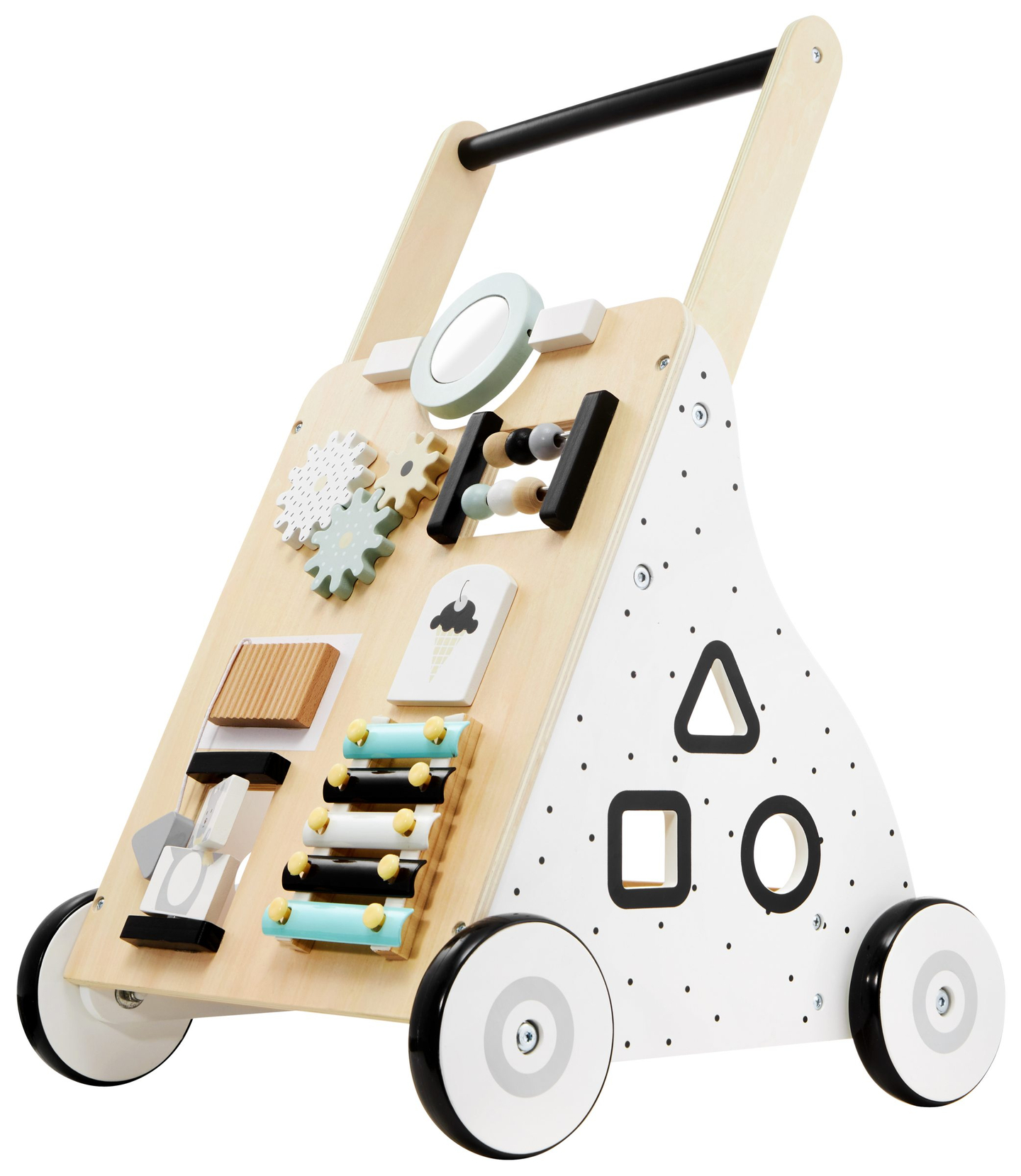 Lernlaufwagen mit Bildungsfunktion / Schieber aus Holz - Manipulationsbrett