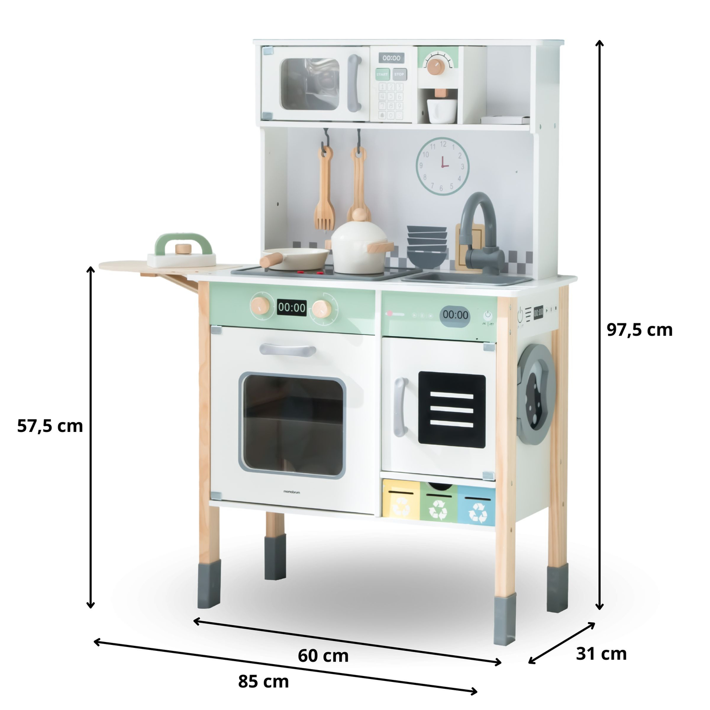 Interaktive Küche mit Waschmaschine, Geschirrspüler und Kreidetafel