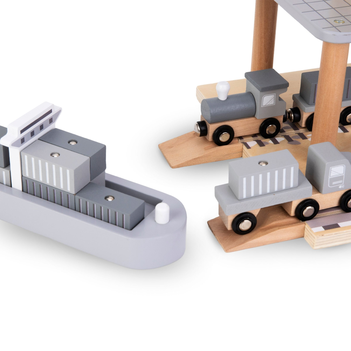 Hafenmobilkran mit Magnetwinde und Zubehör - Holzset