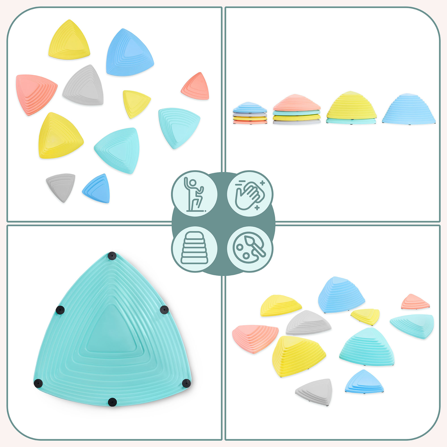 Farbige Ausgleichssteine - 11 Stück