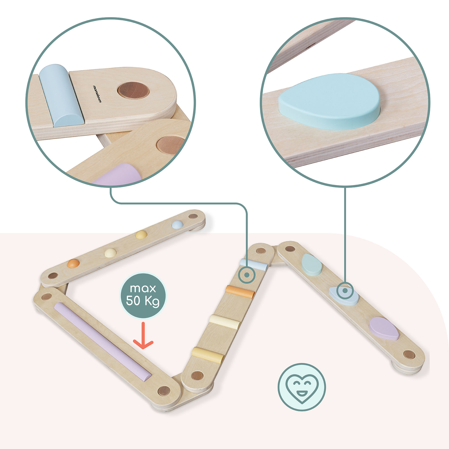 Großer Sinnespfad aus Holz - Balancierstrecke - 9 Elemente