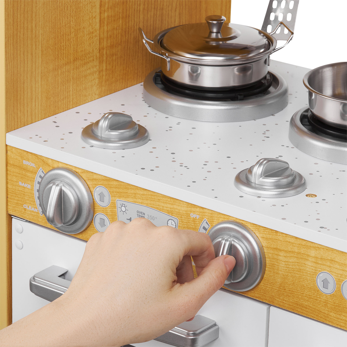 XXL-Holzküche mit LED-Beleuchtung, Schürze und Zubehör