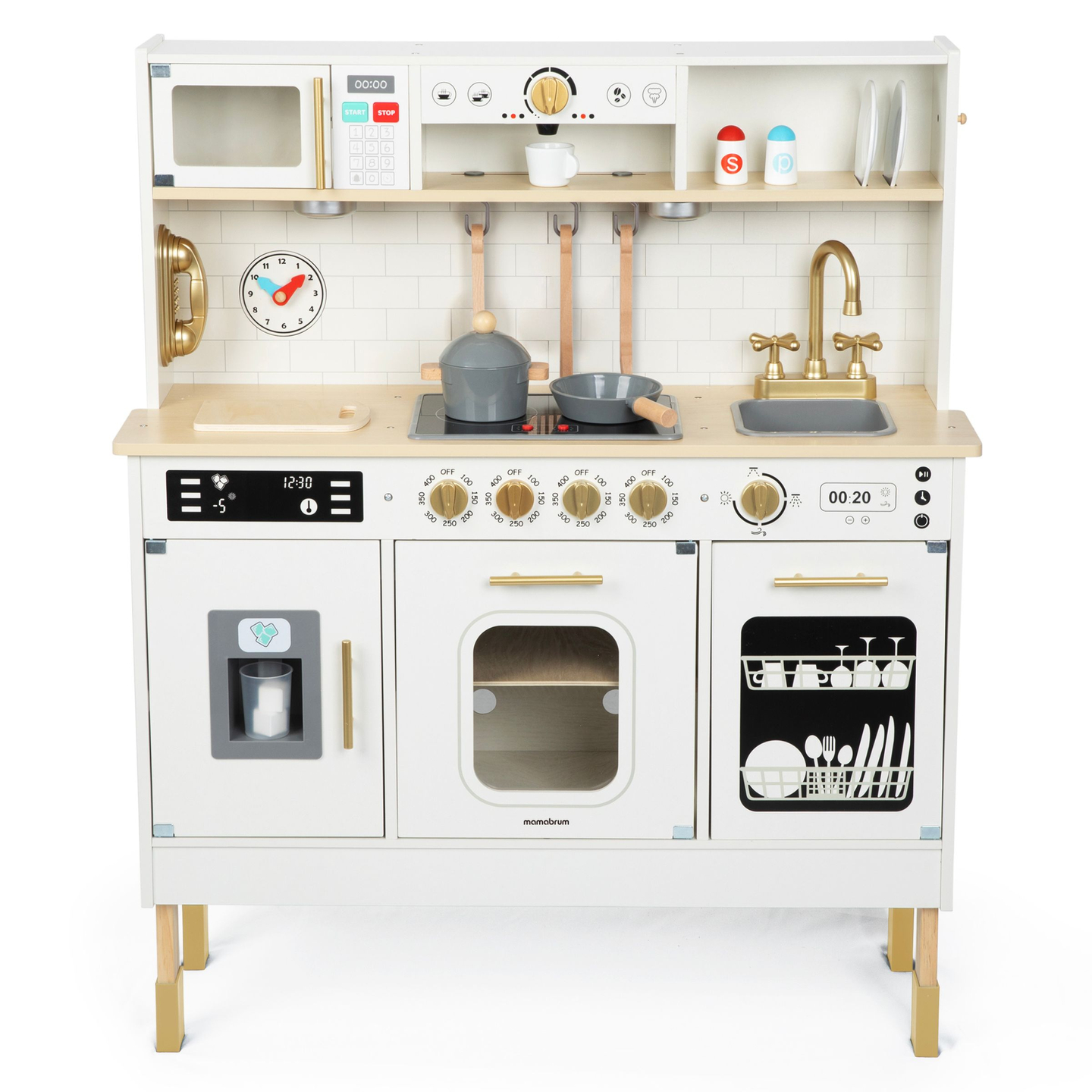 Interaktive XXL-Holzküche mit Zubehör und LED-Beleuchtung – zweistöckig