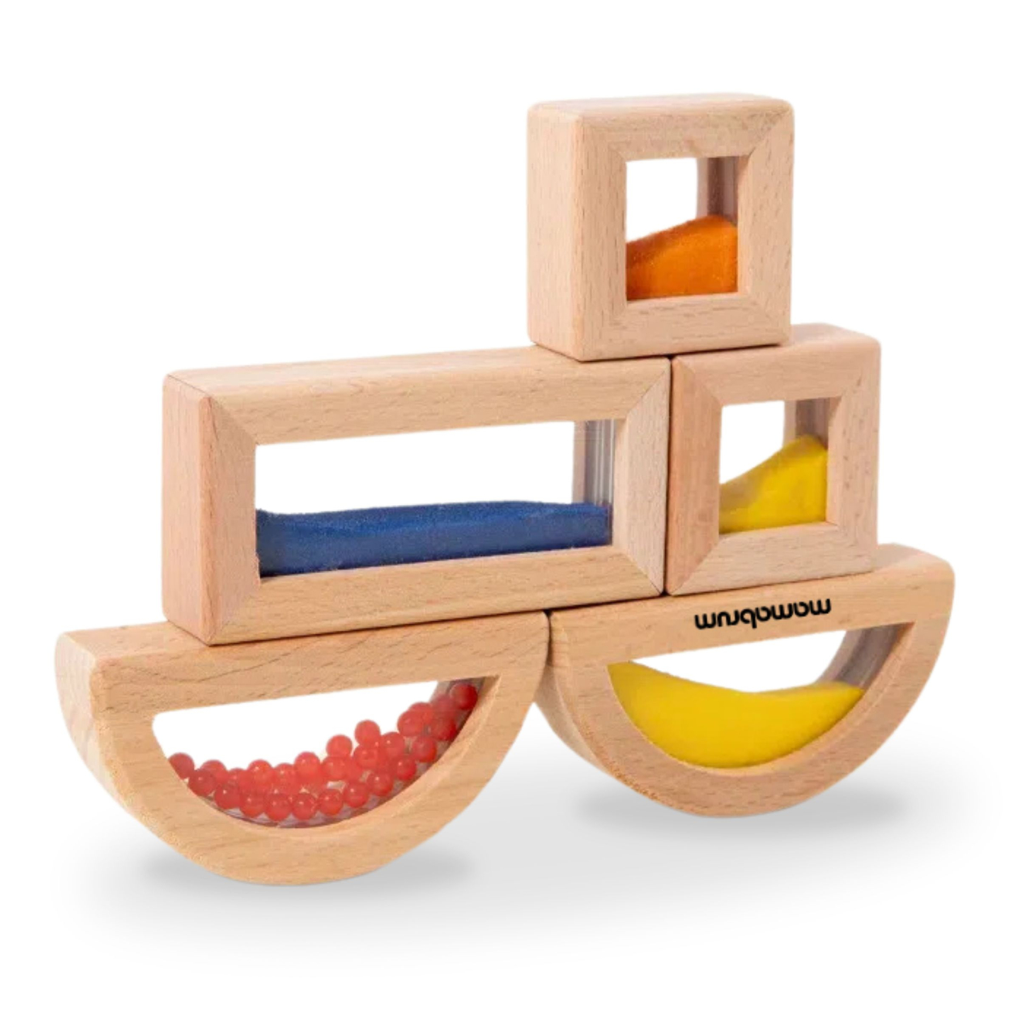 Set aus Holzklötzen mit verschiedenen Füllungen - 15 Stück