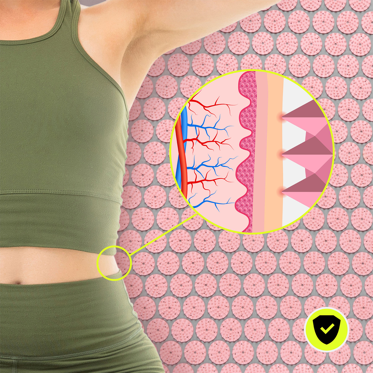 Große Akupressurmatte mit Kissen und Bezug – 130 cm, HyperMotion, grau und rosa