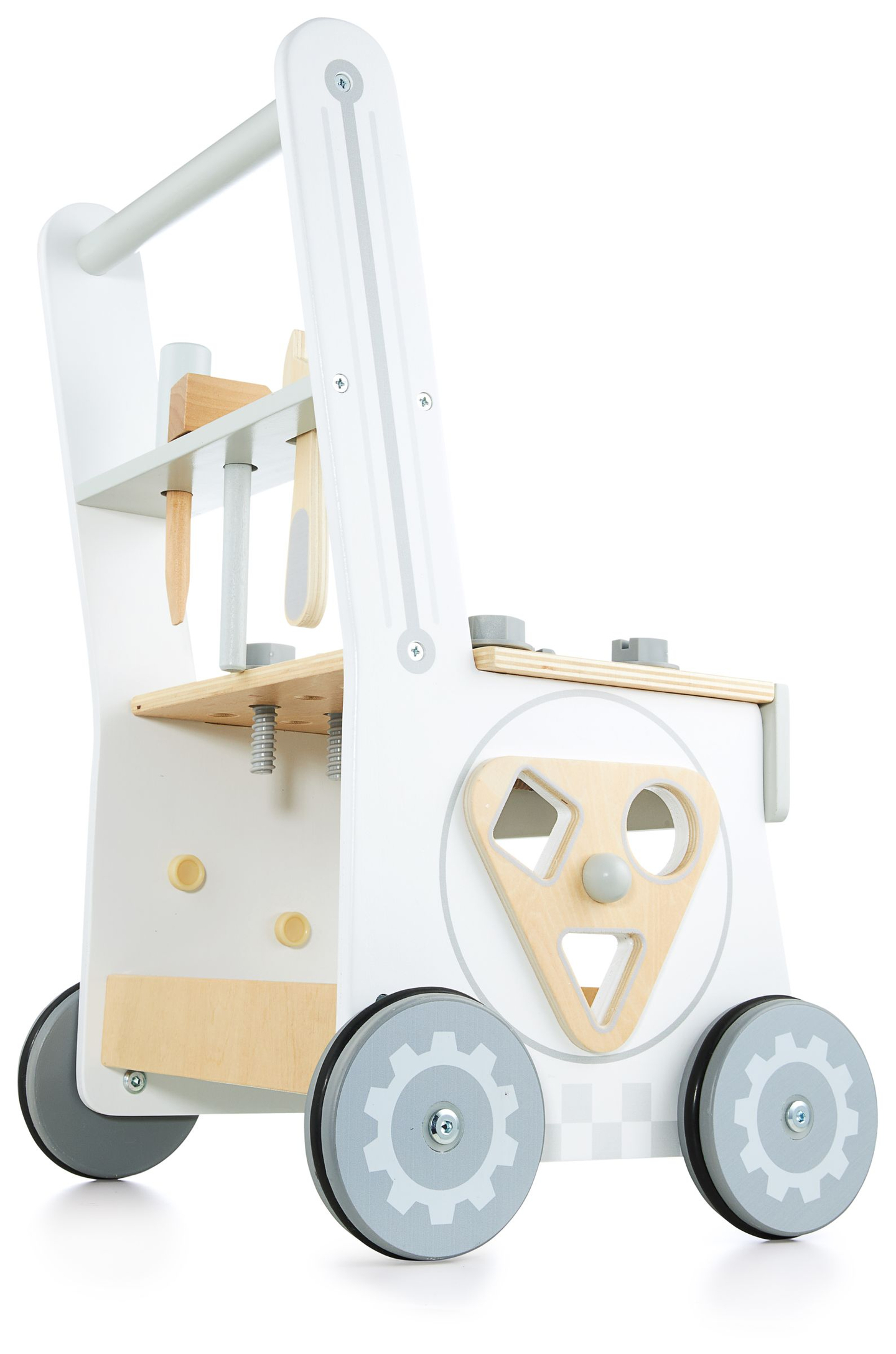 3-in-1-Walker aus Holz, Schieber + Werkstatt - 47 Elemente