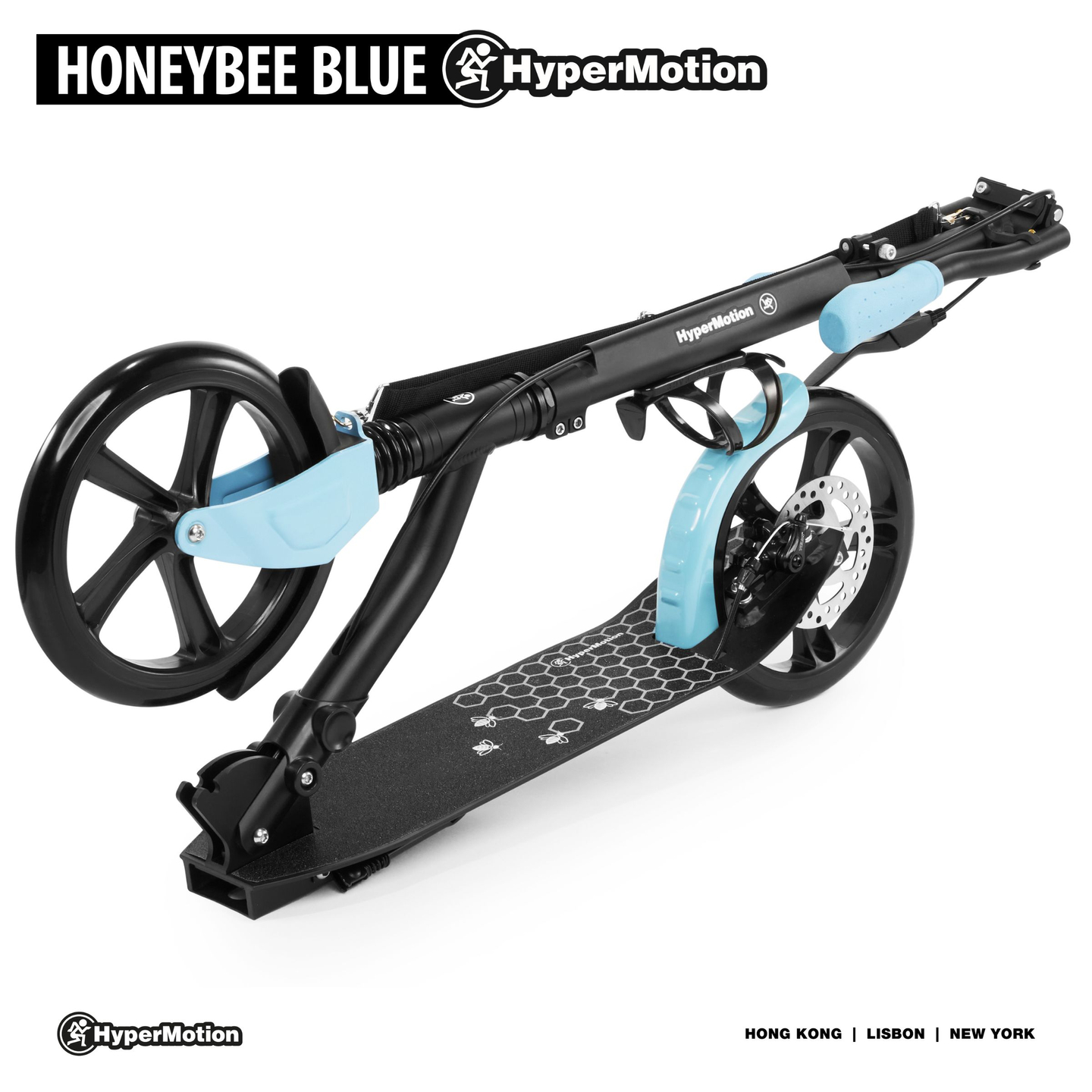 Zweirädriger Stadtroller HONEYBEE Blue HyperMotion 100 kg – Vollaluminium, große 250-mm-Räder