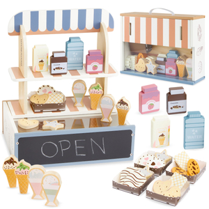 Faltbarer Holzladen - Café, Konditorei mit Zubehör