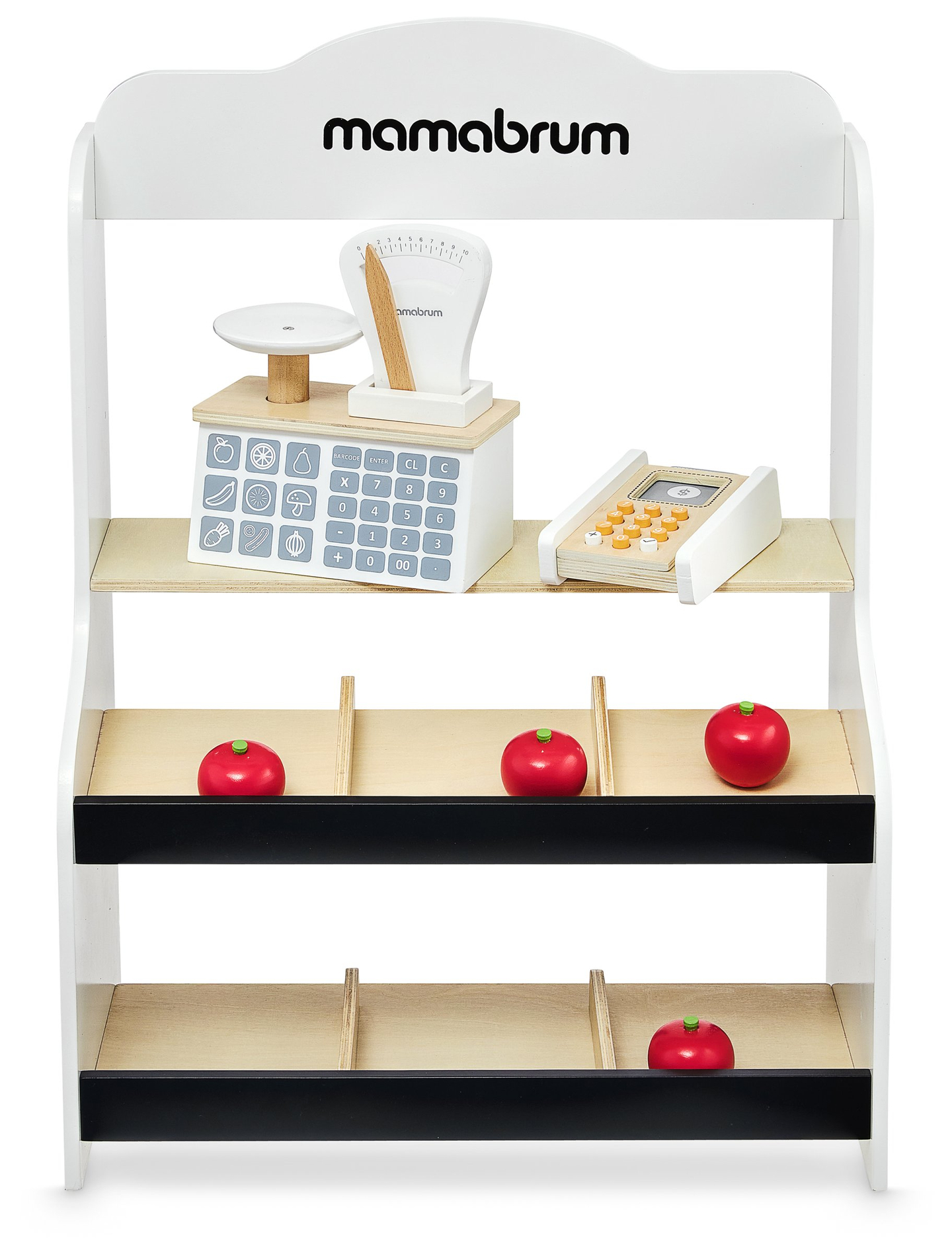 Minimarkt - Laden mit Waage, Terminal, Zahlkarten und Obst