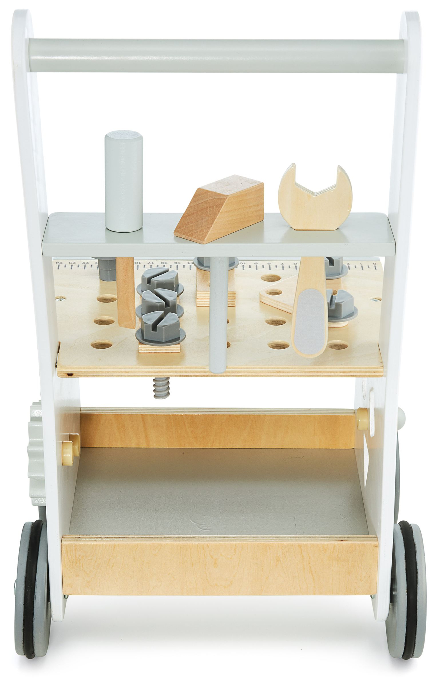 3-in-1-Walker aus Holz, Schieber + Werkstatt - 47 Elemente