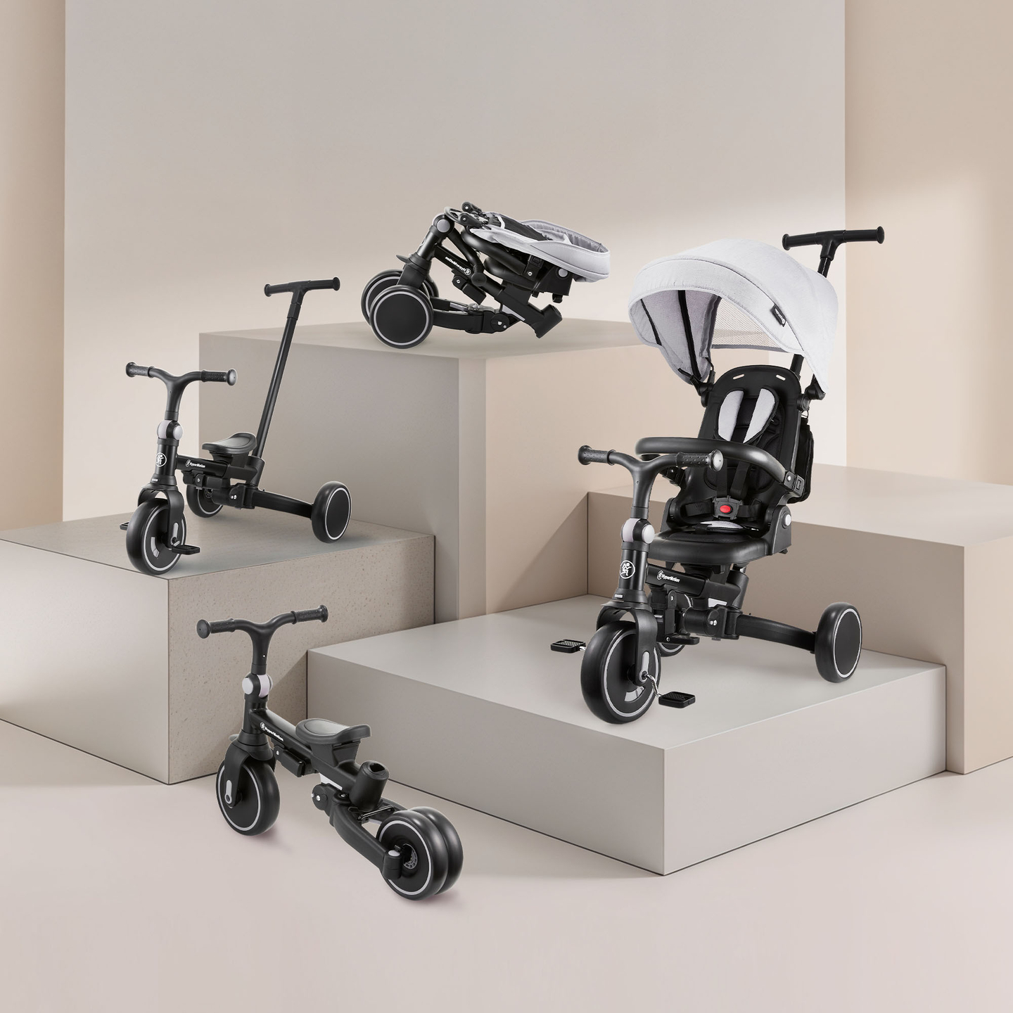 8in1 Multifunktions-Dreirad TOBI FOREST - grau