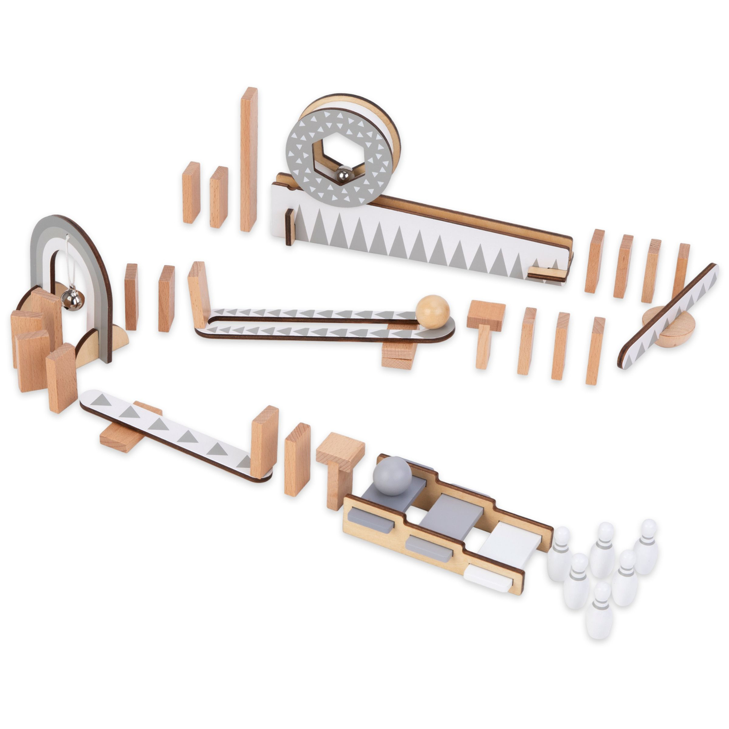 Hölzerne Dominosteine - Hindernisparcours - 48 Elemente